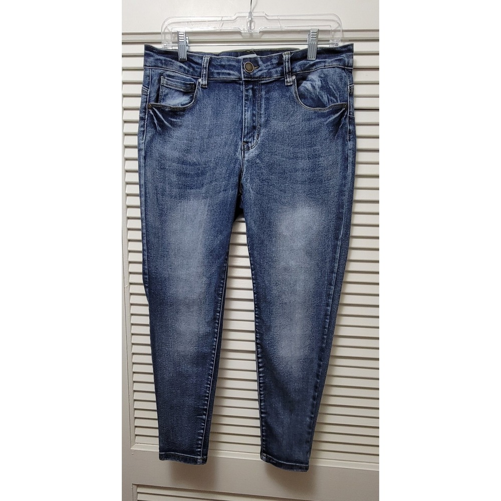Blue Savvy Womens Medium Wash Skinny Denim Jeans 32x25 Slim Fit